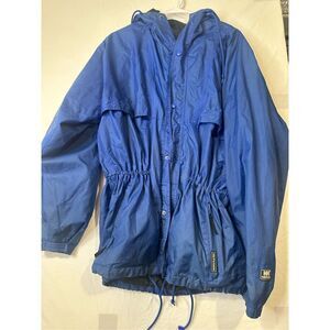 Helly Hansen Mens Jacket Medium Blue Nylon Packable Rain Jacket